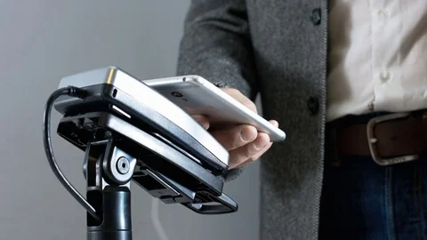 Contactless payment with smartphone Stock Footage 82043113