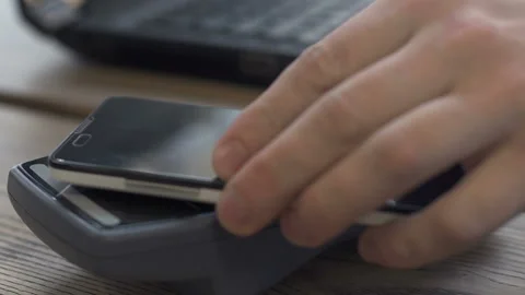 Contactless payment by smartphone Video stock 137642849