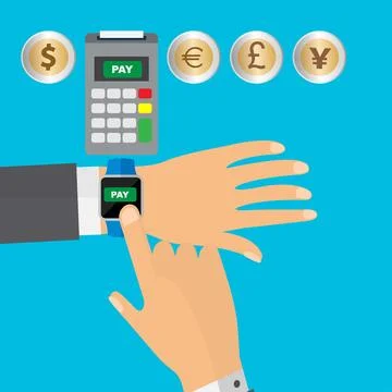 Contactless payment with smartwatch Stock Illustration