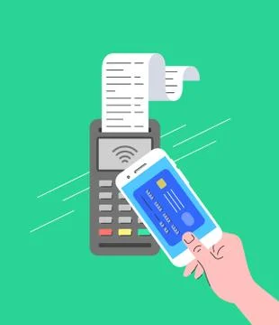 Contactless payment terminal concept using smartphone Stock Illustration