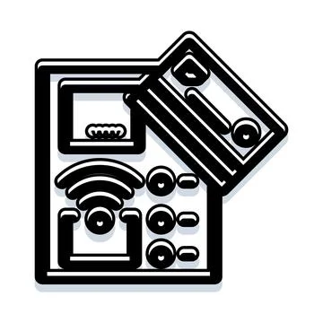 Contactless payment terminal processing credit card transaction Illustrazione stock