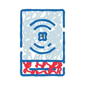 Contactless payment terminal receiving digital signal doodle Stock Illustration