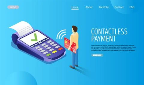 Contactless payment vector website landing page design template Stock Illustration