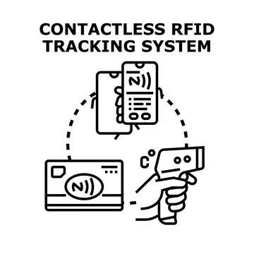 Contactless rfid tracking system protecting health and data Stock Illustration
