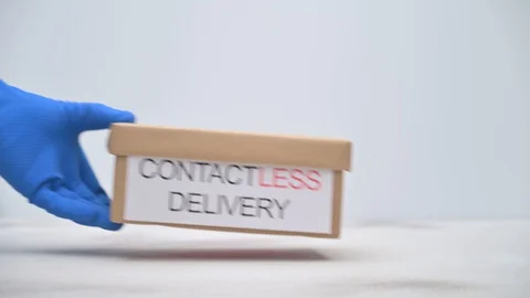Contactless Safe Delivery Concept. Online shopping, staying at home. Stock Footage 128442453