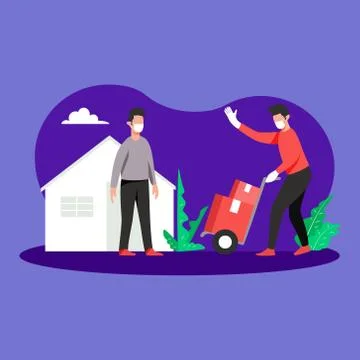 Contactless safe home delivery vector illustration concept Stock Illustration