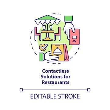 Contactless solutions for restaurant concept icon Stock Illustration