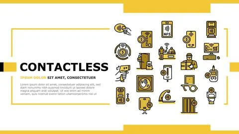 Contactless System Technology Landing Header Vector Stock Illustration