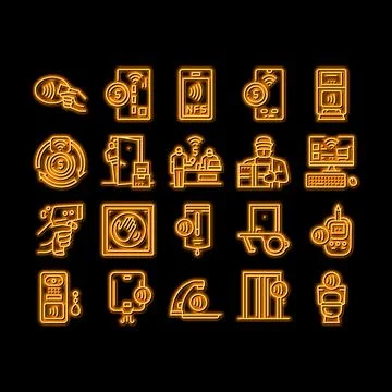Contactless System Technology neon glow icon illustration Stock Illustration