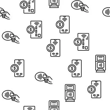 Contactless System Technology Vector Seamless Pattern Stock Illustration