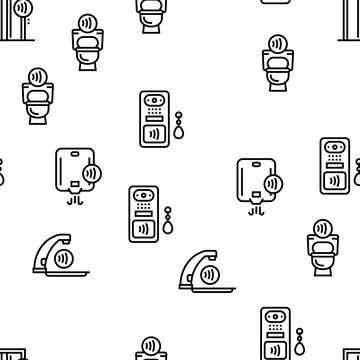 Contactless System Technology Vector Seamless Pattern Stock Illustration