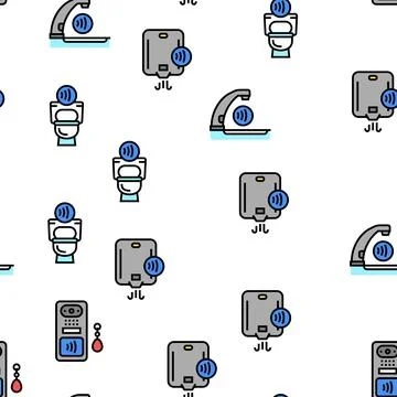 Contactless System Technology Vector Seamless Pattern Stock Illustration
