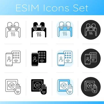 Contactless technology icons set 스톡 일러스트