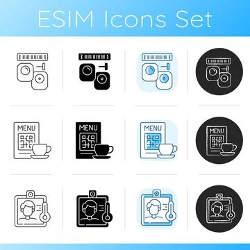 Contactless technology icons set Stock Illustration