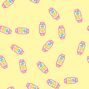 Contactless wearable payment fintech vector seamless pattern Illustrazione stock