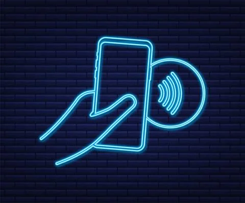 Contactless wireless pay sign logo. NFC technology. Near field communication Stock Illustration