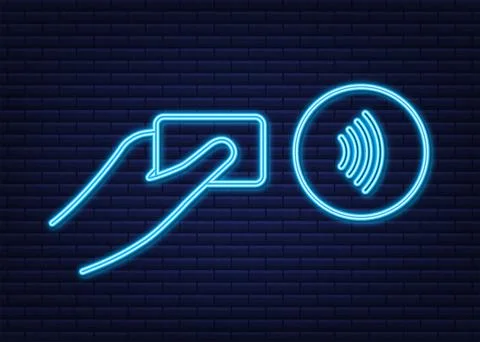 Contactless wireless pay sign logo. NFC technology. Near field communication Stock Illustration