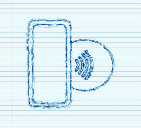 Contactless wireless pay sign logo. NFC technology. Near field communication Stock Illustration