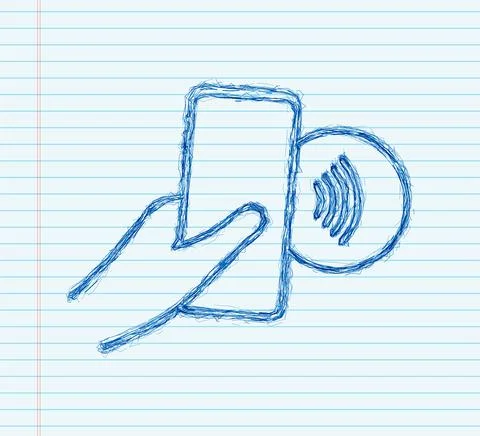 Contactless wireless pay sign logo. NFC technology. Near field communication Stock Illustration