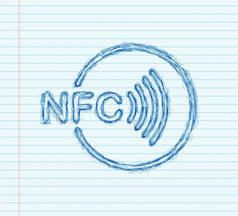 Contactless wireless pay sign logo. NFC technology. Near field communication Stock Illustration