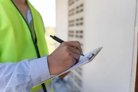 Contactor  or engineer is inspecting construction and quality assurance new.. Foto stock