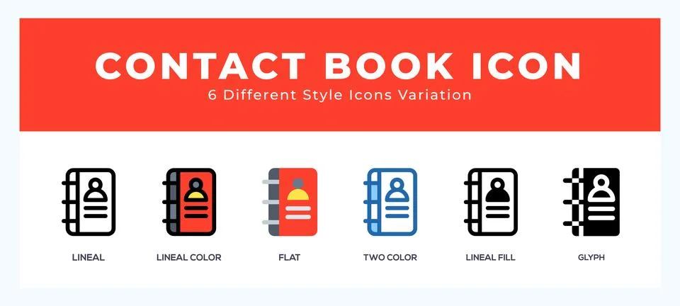 Contacts book icon set pack vector illustration. Stockillustratie