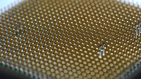 Contacts of a computer processor close-up rotating in a circle. Stock Footage 203961782