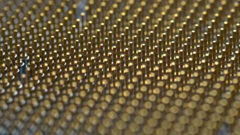Contacts of a computer processor close-up rotating in a circle. Stock Footage 206769167