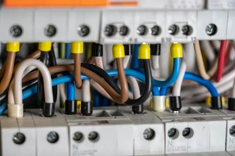 Contacts in electrical switchboard providing a safe supply of electricity Stock Photos