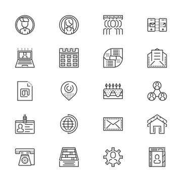 Contacts line icon set - vector minimalist. Stock Illustration