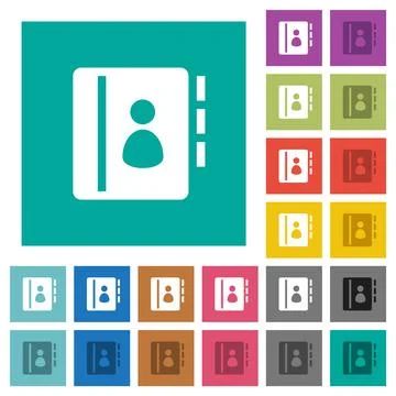 Contacts square flat multi colored icons 스톡 일러스트
