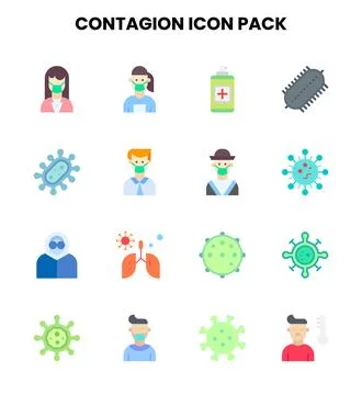 Contagion Flat Icons Pack Stock Illustration