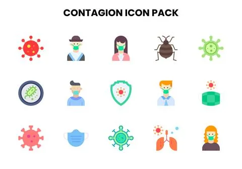Contagion Flat Icons Pack Stock Illustration