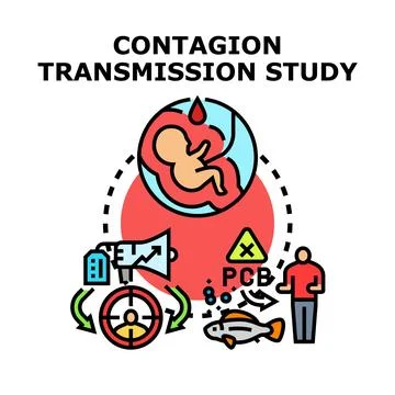 Contagion transmission study concept with environmental contamination Stock Illustration