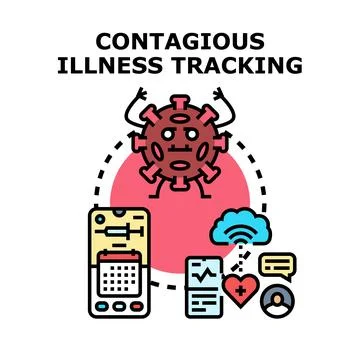 Contagious illness tracking using mobile applications concept 스톡 일러스트
