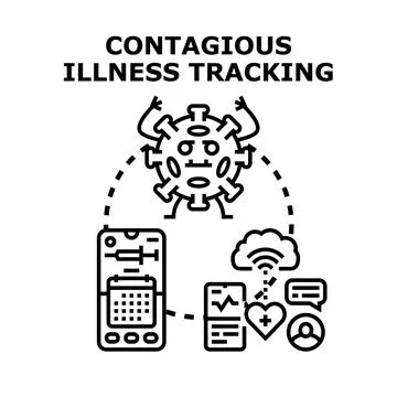 Contagious illness tracking using mobile applications concept Stock Illustration