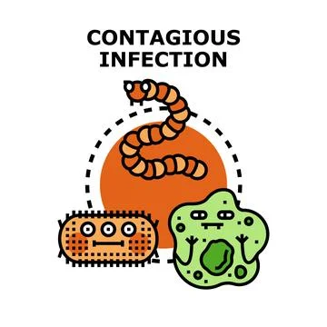 Contagious infection concept with microorganisms and worm Stock Illustration