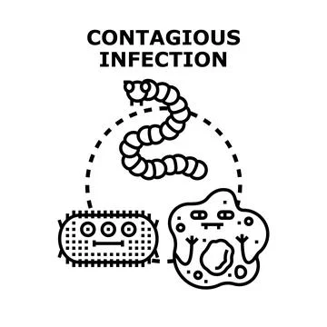 Contagious infection concept with microorganisms and worm Stock Illustration