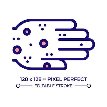 Contagious skin rash outbreak pixel perfect line color icon Stock Illustration