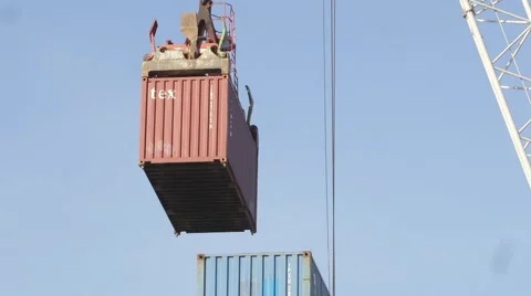 Container and crain Video stock 68233763