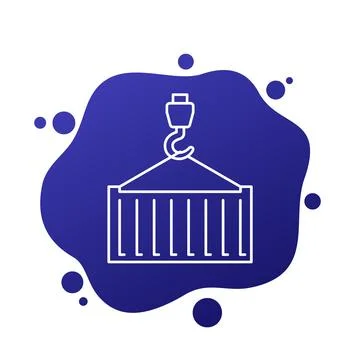 Container and crane icon, line vector Stock Illustration