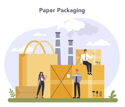Container and packaging industry. Metal, glass, paper and plastic Stock Illustration