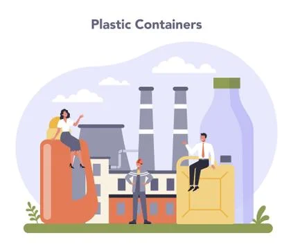 Container and packaging industry. Plastic wrapping material. Global Stock Illustration