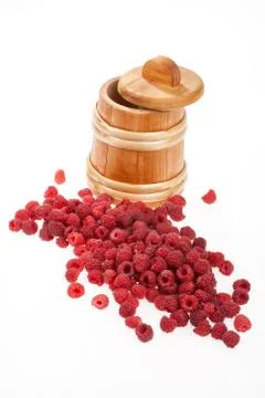 Container And Raspberries Stock Photos