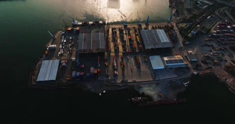 Container Area Of Large Black Sea Bay In Burgas Bulgaria Transportation Industry Stock Footage 289414978