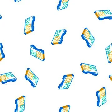 Container with batteries isometric icon seamless pattern Illustrazione stock