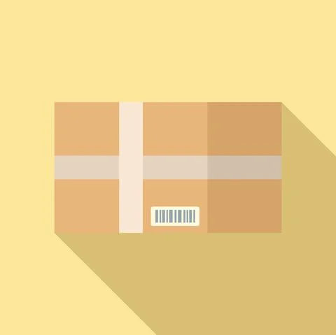 Container box icon flat vector. Delivery package イラスト素材