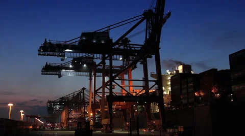 Container bridge at blue hour 스톡 동영상 31968044