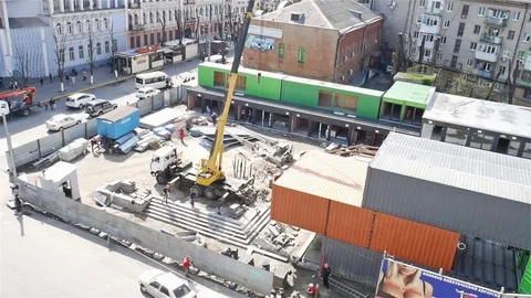 Container building Construction Site Stock Footage 72315305