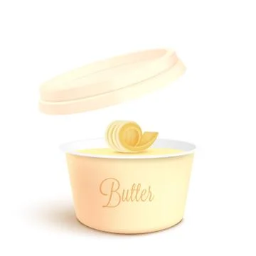 Container for butter, cheese or spread realistic vector illustration isolated. Stock Illustration